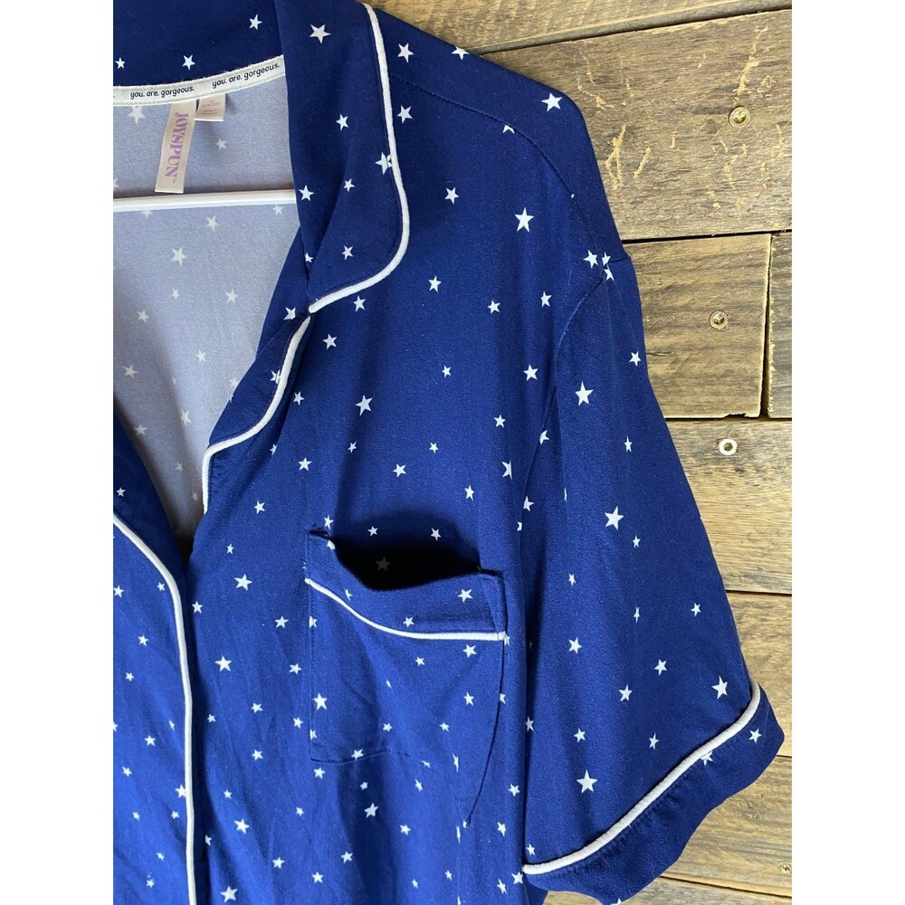 Joyspun Women's Plus Sz 3X Sleepwear Set Navy Blue Star Print Polyester - Picture 5 of 16